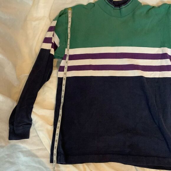 Vintage American Eagle Retro High Neck Pullover in Green w/ Purple Stripe - Medi - Picture 8 of 8
